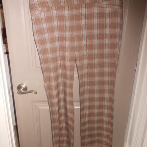 Apt 9 XL Brown Plaid Pull On Pants w/Pockets